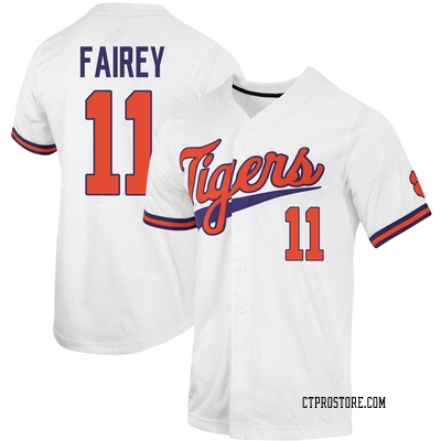 NCAA Baseball Jersey Chad Fairey Clemson Tigers College Orange Full-Button #11